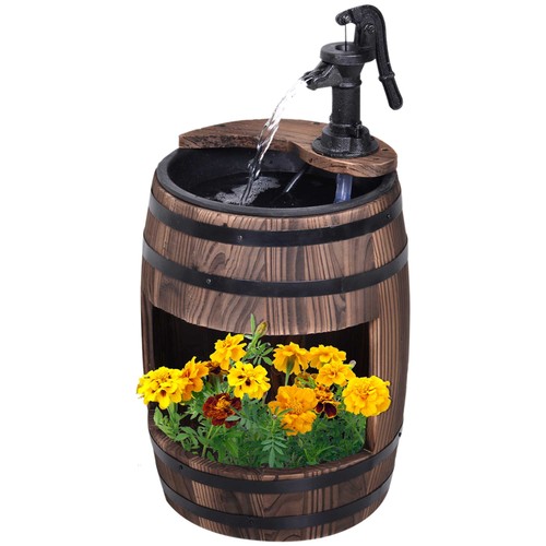 Outsunny wood barrel pump - wood,