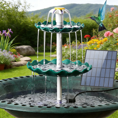 Tiered solar fountain bird - 3,