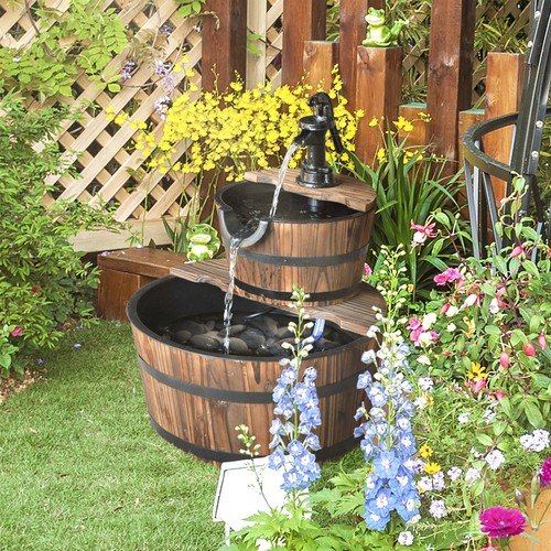 Wooden water pump fountain - wooden,