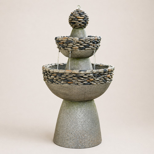Tiered stone water fountain - water,
