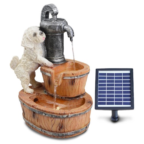 Solar water fountain - led, puppy